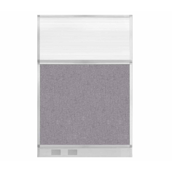 Hush Panel Cubicle Partition 4' x 6' Cloud Gray Fabric Clear Fluted Window w/ Cable Channel